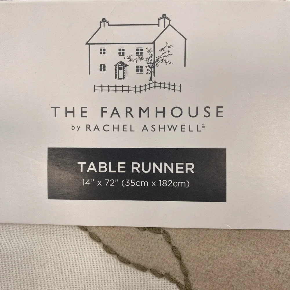 Rachel Ashwell Farmhouse Table Runner 14x72 Easter Bunny Spring Embroidered